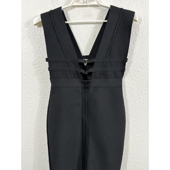 Bella Barnett Dress Womens Large Black Bandage Sleeveless V Neck Cocktail Mini - Picture 5 of 8